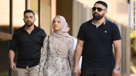 Rana Elasmar, who was attacked while she was heavily pregnant in November 2019, arrives with her husband at court in Sydney on October 1.
