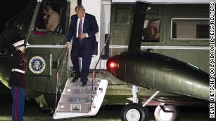 President Donald Trump walks off Marine One as Hope Hicks is seen through the window as he returns to the White House following a trip to the west coast, on September 14, 2020 in Washington, DC. Photo by Kevin Dietsch/Pool/ABACAPRESS.COM