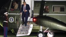 President Donald Trump walks off Marine One as Hope Hicks is seen through the window as he returns to the White House following a trip to the west coast, on September 14, 2020 in Washington, DC. Photo by Kevin Dietsch/Pool/ABACAPRESS.COM