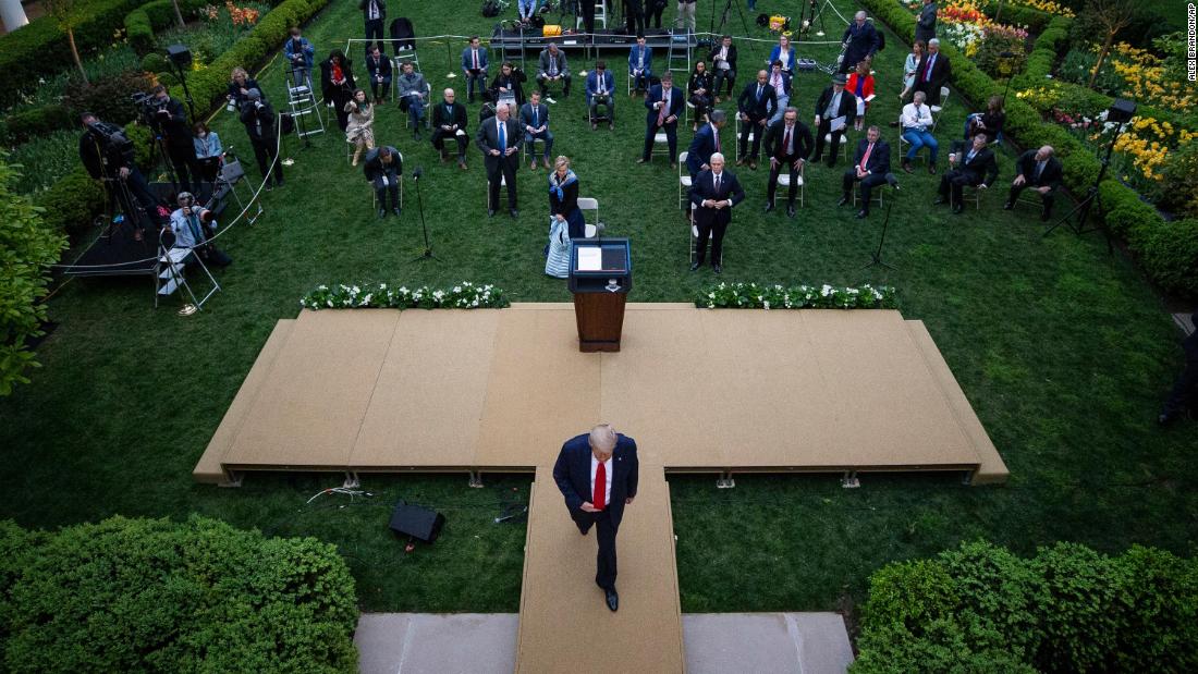 Trump leaves the White House Rose Garden following a coronavirus briefing in April 2020. During the briefing, Trump threatened to leave after Playboy correspondent and CNN analyst Brian Karem attempted to ask a question about social distancing. &quot;Quiet. Quiet.&quot; Trump said. When Karem continued to ask his question Trump interjected, &quot;If you keep talking, I&#39;ll leave and you can have it out with the rest of these people. If you keep talking, I&#39;m going to leave and you can have it out with them. Just a loudmouth.&quot; It wasn&#39;t the first time Trump had lashed out at a reporter during a coronavirus briefing. &lt;a href=&quot;http://www.cnn.com/2020/04/08/politics/gallery/trump-white-house-coronavirus-briefings/index.html&quot; target=&quot;_blank&quot;&gt;He has vented his frustrations&lt;/a&gt; on several occasions.