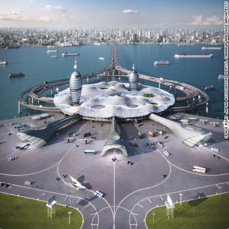 Spaceport City Japan, a conceptual design project by Space Port Japan Association, dentsu, canaria and noiz. Image provided by Noiz. NB: One time use