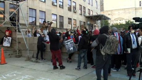 People gathered outside Milwaukee County Courthouse on Wednesday ahead of the district&#39;s attorney announcement. 