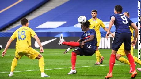 Camavinga scores against Ukraine in Paris, France.