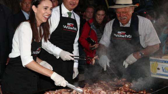 Jacinda Ardern and her coalition partner, Green Party leader James Shaw and former Labour Party politician Dover Samuels, cook breakfast on February 6 to mark Waitangi Day, a national holiday commemorating the signing of the Treaty of Waitangi between Māori chief and the British Crown.