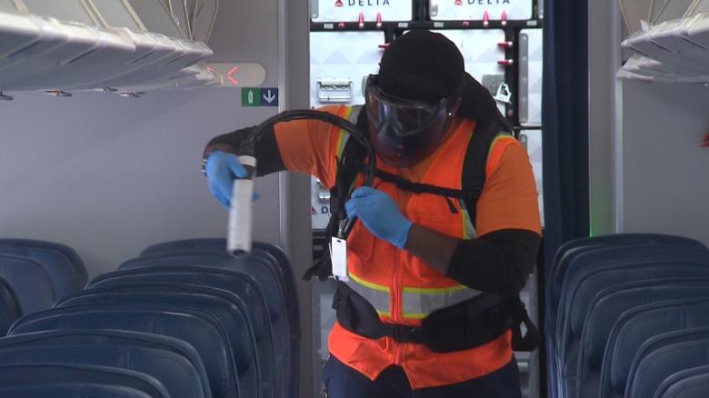 Watch how airlines disinfect their planes