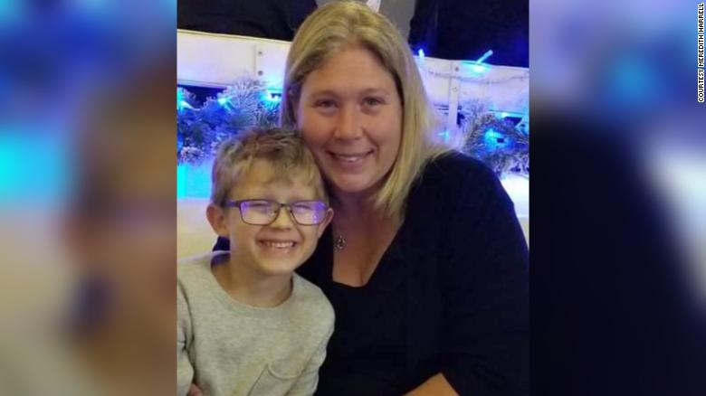 Meredith Harrell with her son, Mason. The family tested positive for Covid-19.