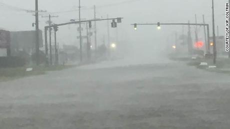 Hurricane Delta floods the gulf coastal town of Sulphur, Louisiana. 