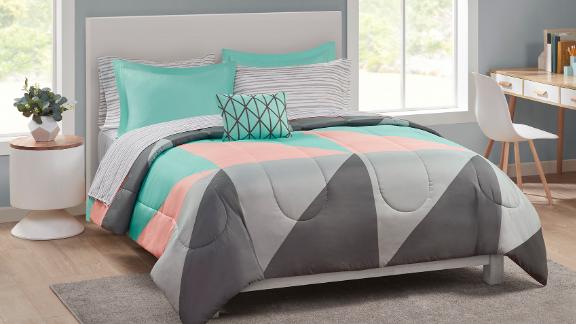 Mainstays Gray & Teal 8-Piece Bedding Set