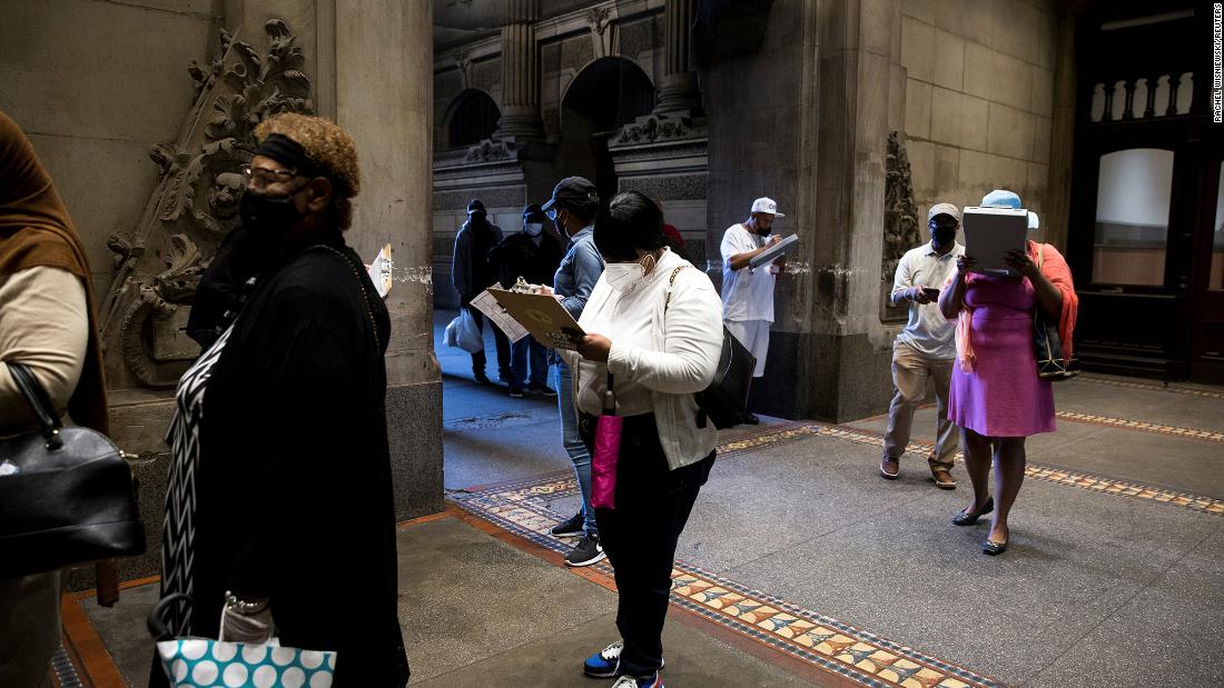 Voters line up to cast ballots this month at City Hall in Philadelphia.