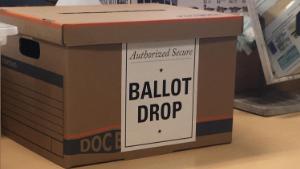 This photo obtained by CNN shows an unofficial ballot box at a sporting goods store in Fresno, California.