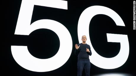 CUPERTINO, CALIFORNIA - OCTOBER 13, 2020: Apple CEO Tim Cook talking about the value of 5G for customers during a special event at Apple Park in Cupertino, California. (Photo by Brooks Kraft/Apple Inc.)

