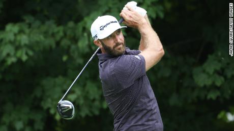 MAMARONECK, NEW YORK - SEPTEMBER 17: Dustin Johnson of the United States plays his shot from the 12th tee during the first round of the 120th U.S. Open Championship on September 17, 2020 at Winged Foot Golf Club in Mamaroneck, New York. (Photo by Jamie Squire/Getty Images)