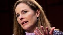 WASHINGTON, DC - OCTOBER 14: Supreme Court nominee Judge Amy Coney Barrett testifies before the Senate Judiciary Committee on the third day of her Supreme Court confirmation hearing on Capitol Hill on October 14, 2020 in Washington, DC. With less than a month until the presidential election, President Donald Trump tapped Amy Coney Barrett to be his third Supreme Court nominee in just four years. If confirmed, Barrett would replace the late Associate Justice Ruth Bader Ginsburg. (Photo by Michael Reynolds-Pool/Getty Images)