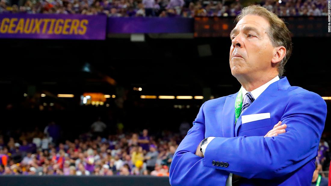 College football coach Nick Saban says he has tested positive for Covid-19