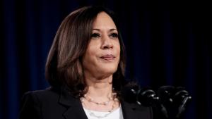 Democratic Vice Presidential nominee Sen. Kamala Harris (D-CA.), delivers remarks during a campaign event on August 27, 2020 in Washington, DC. Harris discussed President Donald Trump&#39;s failure to handle the COVID-19 pandemic and protect working families from the economic fallout prior to the last night of the Republican National Convention. 