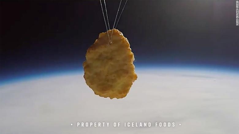A British supermarket launched a chicken nugget into space