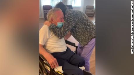 A tearful reunion caught on video as a couple reunites after being separated over 200 days due to the pandemic