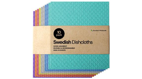 Swedish Dishcloth Cellulose Sponge Cloths, 10-Pack