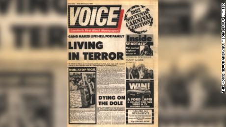 The inaugural edition of The Voice newspaper, launched at the Notting Hill Carnival in August 1982.