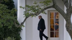 U.S. President Donald Trump walks to the South Lawn of the White House before boarding Marine One in Washington, D.C., U.S., on Tuesday, Oct. 20, 2020. Trump demanded today that Attorney General William Barr open an investigation of former Vice President Joe Biden&#39;s son, just two weeks before Election Day. Photographer: Alex Edelman/EPA/Bloomberg via Getty Images