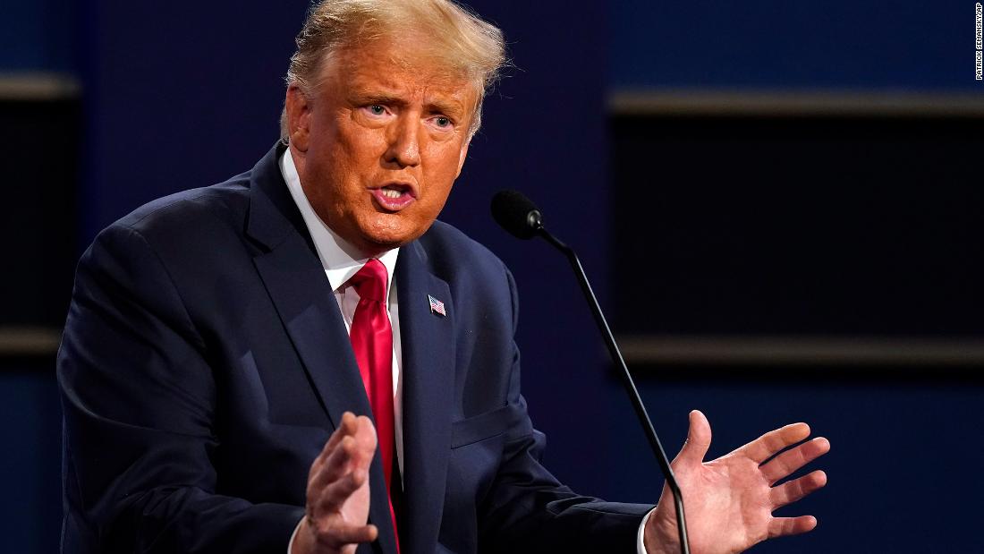 Trump speaks during his &lt;a href=&quot;https://www.cnn.com/2020/10/22/politics/gallery/biden-trump-final-2020-presidential-debate/index.html&quot; target=&quot;_blank&quot;&gt;second debate&lt;/a&gt; with Biden. Because the first debate quickly descended into a glorified shouting match, the Commission on Presidential Debates instituted &lt;a href=&quot;https://www.cnn.com/2020/10/22/politics/presidential-debate-tonight/index.html&quot; target=&quot;_blank&quot;&gt;an unprecedented change this time around:&lt;/a&gt; The candidates had their microphones cut off while their opponent responded to the first question of each of the debate&#39;s six segments.