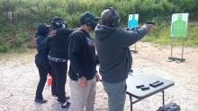 New gun owners train in handgun fundamentals at a range in Covington, Georgia, in September 2020.