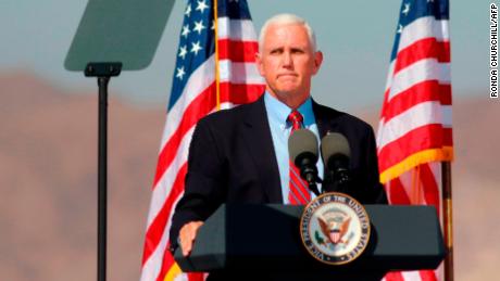 Vice President Mike Pence speaks at a &quot;Make America Great Again&quot; rally on October 8, 2020, in Boulder City, Nevada. 