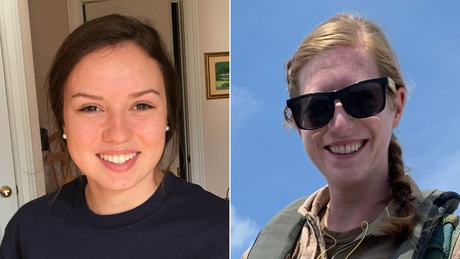 The US Navy has identified the two crew members killed in the plane crash Friday in Foley, Alabama, the US Coast Guard Morgan Jarrett (left) and US Navy Lieutenant Rhiannon Ross.