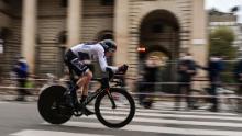 Geoghegan Hart competes in the individual time trial that finished in Milan. 