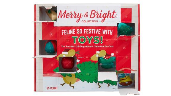 Merry & Bright Feline Tan festivo con juguetes