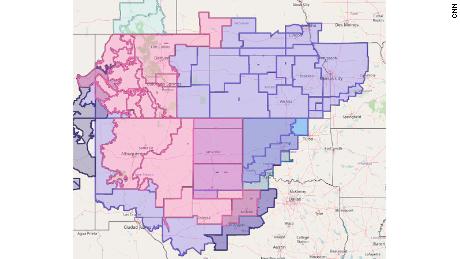 Widespread winter weather warnings (pink) and advisories (purple) for snow and ice