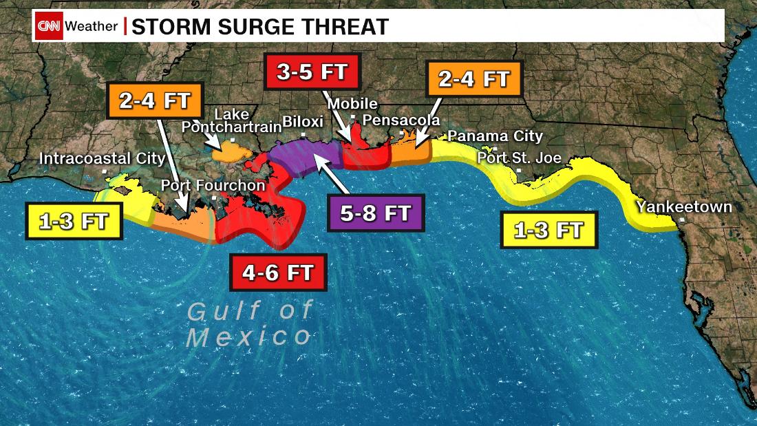 Zeta strengthens into a hurricane as it barrels toward the US with life-threatening storm surge