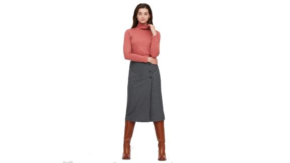 Women Stretch Cotton Turtleneck Long-Sleeve Shirt