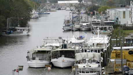 The Violet Canal in Louisiana is crowded with boats that were moved inland for protection on Wednesday, October 28. 