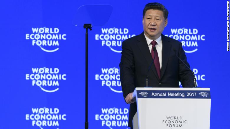 China&#39;s President Xi Jinping delivers a speech during the first day of the World Economic Forum, on January 17, 2017 in Davos.