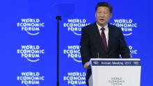 China&#39;s President Xi Jinping delivers a speech during the first day of the World Economic Forum, on January 17, 2017 in Davos.