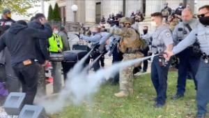 Police in Graham, NC, used irritants to break up a group of people gathered to participate in the &quot;I Am Change&quot; march on Saturday after &quot;concerns for the safety of all&quot; arose, according to the Alamance County Sheriff&#39;s Office.