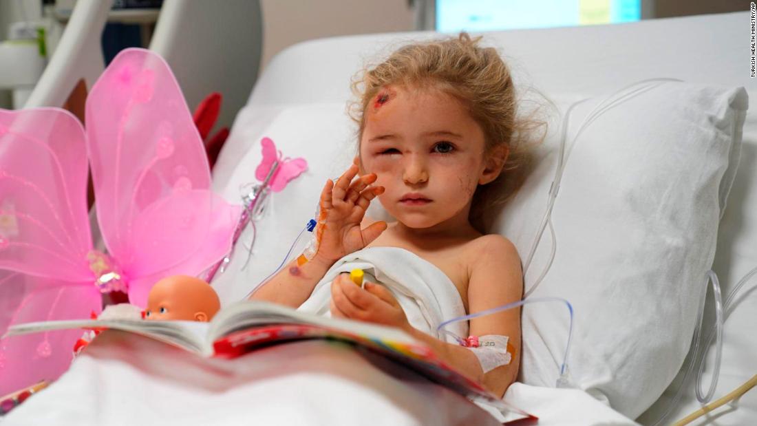 Elif rests in a hospital bed &lt;a href=&quot;https://edition.cnn.com/2020/11/02/europe/turkey-earthquake-girl-rescue-intl-hnk/index.html&quot; target=&quot;_blank&quot;&gt;following her rescue.&lt;/a&gt;