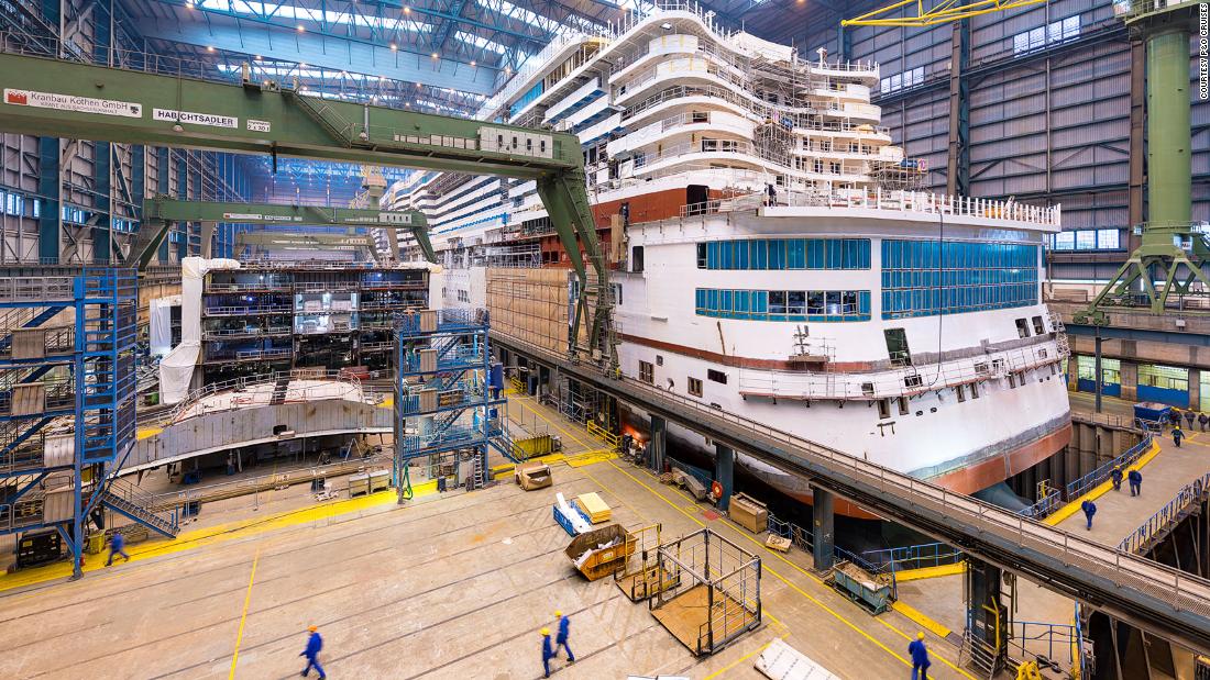 large cruise ship being built