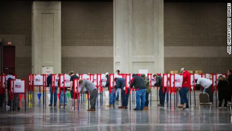 Voters cast ballots at the Kentucky Exposition Center on November 3, 2020, in Louisville, Kentucky. 