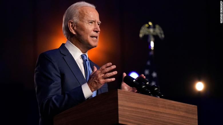 Joe Biden speaks in Wilmington, Delaware, on Friday, November 6.