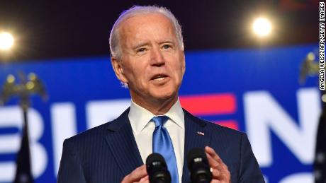 Democratic presidential nominee Joe Biden delivers remarks at the Chase Center in Wilmington, Delaware, on November 6, 2020. - Three days after the US election in which there was a record turnout of 160 million voters, a winner had yet to be declared. (Photo by ANGELA WEISS / AFP) (Photo by ANGELA WEISS/AFP via Getty Images)