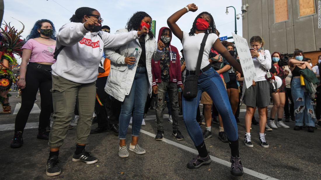 A woman dances in Minneapolis on November 7.