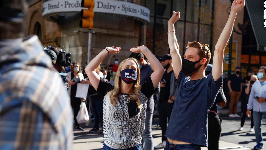 People in Philadelphia celebrate the news.