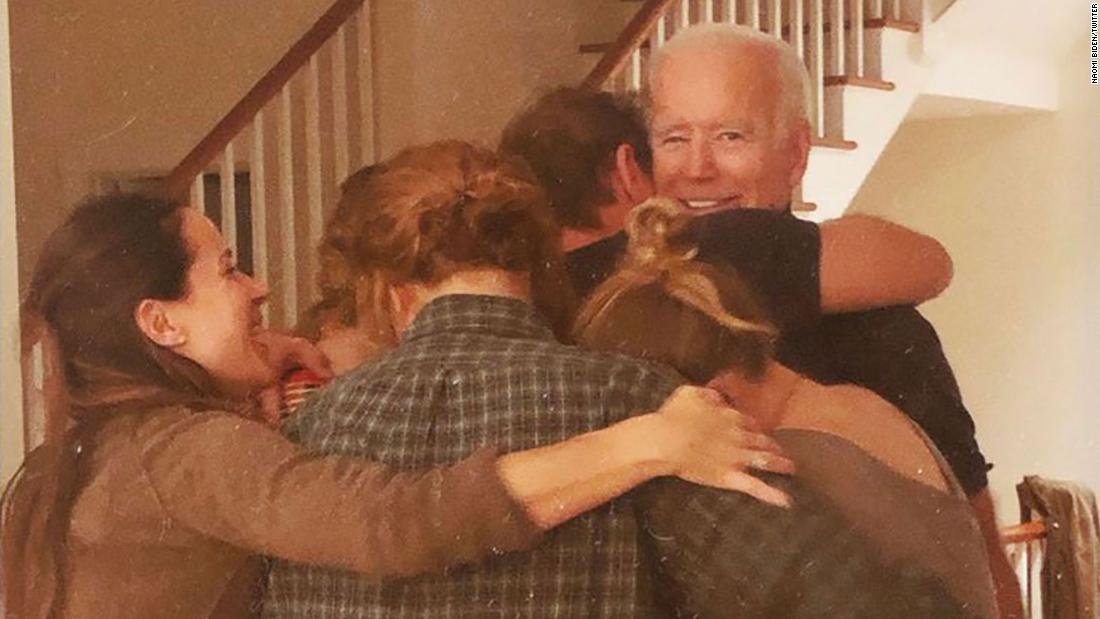 Biden is embraced by family members in this photo &lt;a href=&quot;https://twitter.com/NaomiBiden/status/1325190941058113536&quot; target=&quot;_blank&quot;&gt;that was tweeted&lt;/a&gt; by his granddaughter Naomi. It was captioned &quot;11.07.20&quot; -- the date the race was called.