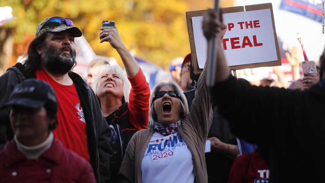 Trump supporters gather at the State Capitol in Harrisburg, Pennsylvania.