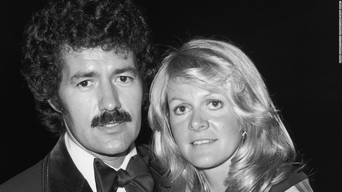 Trebek stands with his wife Elaine Callei at the annual Thalian Ball in California in 1976. Trebek married broadcaster Callei in 1974. They divorced in 1981.