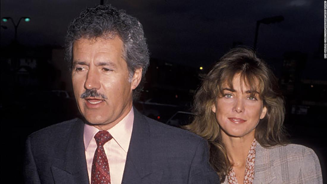 Alex Trebek and Jean Currivan attend the opening of &quot;Jackie Mason: Brand New&quot; in May 1990 at the Henry Fonda Theater in Hollywood, California. Trebek and Currivan married in 1990.