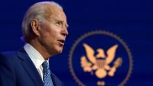 President-elect Joe Biden speaks at The Queen theater, Monday, Nov. 9, 2020, in Wilmington, Del. (AP Photo/Carolyn Kaster)