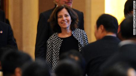 US Deputy Secretary of the Treasury Sarah Bloom Raskin (C) attends the opening ceremony of the Asia-Pacific Economic Cooperation (APEC) Finance Ministers&#39;s Meeting in Beijing on October 22, 2014. 